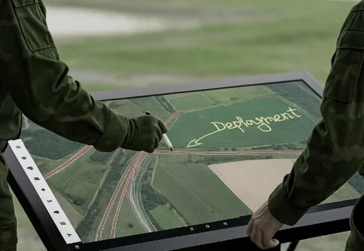 Crisisteam dat een noodsituatie coördineert op de TouchTable